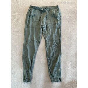 Sundance Pants Women's Small Drawstring Casual Jogger Green Zipped Hem Mid Rise